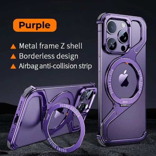 Magnetic Z-Shaped Non-Slip Metal Rotating Case With Kickstand photo review