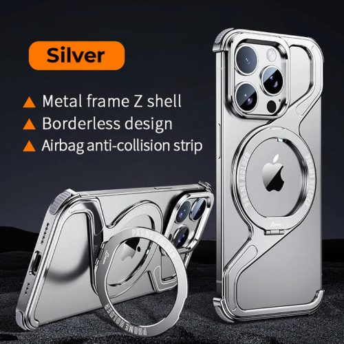 Magnetic Z-Shaped Non-Slip Metal Rotating Case With Kickstand photo review