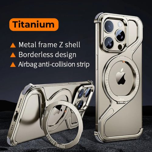 Magnetic Z-Shaped Non-Slip Metal Rotating Case With Kickstand photo review